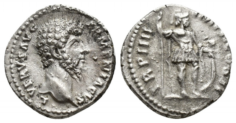 Lucius Verus AR Denarius. (17mm, 3.1 g) Rome, AD 163-164. L VERVS AVG ARMENIACVS...