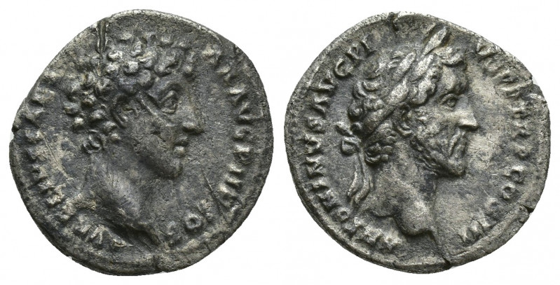 Antoninus Pius and Marcus Aurelius, as Caesar, AR Denarius. (18mm, 2.8 g)Rome, A...