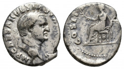 Vespasian AR Denarius. (17mm, 3.2 g) Rome, AD 70. [IMP] CAESAR VESPASIANVS AVG, laureate head to right / COS ITER TR POT, Pax seated left, holding bra...