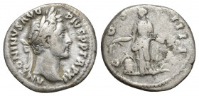 Antoninus Pius; 138-161 AD, Rome, 149-50 AD, Denarius, (17.8mm, 3.2 g) Obv: ANTONINVS AVG - PIVS P P TR P XII Head laureate r. Rx: COS - IIII Annona s...