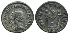 Carinus AE Antoninianus, (283-285 AD). AE Antoninianus (20mm, 3.7 g), Cyzicus. Obv. IMP M AVR CARINVS P F AVG, radiate and cuirassed bust right. Rev. ...