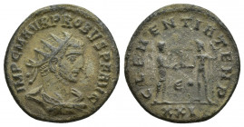Probus Silvered Æ Antoninianus. (20mm, 3.5 g) Antioch, 276-282. IMP C M AVR PROBVS P F AVG, radiate, draped and cuirassed bust right / CLEMENTIA TEMP,...