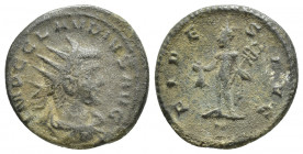 Claudius II Gothicus. A.D. 268-270. BI antoninianus (19mm, 3.5 g). Antioch mint, struck A.D. 268-269. IMP C CLAVDIVS AVG, radiate and cuirassed bust r...