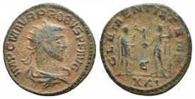 PROBUS (276-282). Antoninianus.(19mm, 2.6 g) Antioch. Obv: IMP C M AVR PROBVS P F AVG. Radiate, draped and cuirassed bust right. Rev: CLEMENTIA TEMP /...