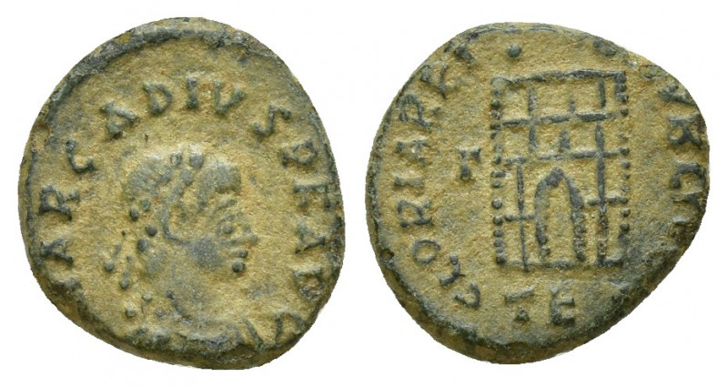 Arcadius. A.D. 383-408. Æ 4 (11mm, 1.3 g). Thessalonica mint, Struck A.D. 383-38...