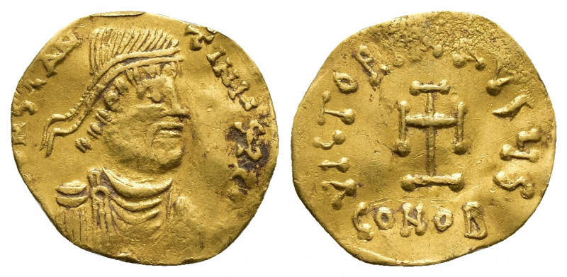 CONSTANTINE IV POGONATUS (668-685). GOLD Tremissis. (16mm, 1.4 g) Constantinople...
