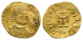 CONSTANTINE IV POGONATUS (668-685). GOLD Tremissis. (16mm, 1.4 g) Constantinople. Obv: δ N CONSTANTINUS P P AV. Diademed, draped and cuirassed bust ri...