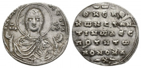 Constantine IX Monomachus. 1042-1055. AR Two-Thirds Miliaresion (19.4mm, 1.6 g). Constantinople mint. H RLAXEP-NITICA, half-length bust of the Virgin ...