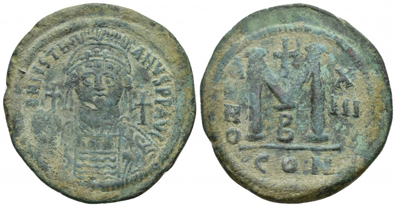 Justinian I. Follis; Justinian I; 527-565 AD. Constantinople, Year 13 = 539/40 A...