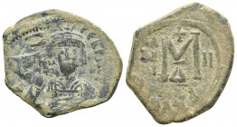 Heraclius AD 610-641. Dated RY 2=AD 611/12. Cyzicus. 1st officina Follis Æ (28mm, 11.7 g) DN hRACLI PERP AVC, helmeted and cuirassed facing bust, hold...