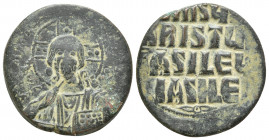 Attributed to Basil II and Constantine VIII AD 976-1028. Constantinople Anonymous follis Æ. Class 2 (28mm, 9.4 g). [+ ЄMMANOVH]Λ, IC XC to left and ri...