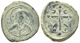 Anonymous Folles. temp. Nicephorus III, circa 1078-1081. Ae Follis (25mm, 7 g) Class I. Constantinople mint. Facing bust of Christ Pantokrator / Latin...