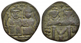 Leo IV the Khazar, with Constantine VI, Leo III, and Constantine V. 775-780. Æ Follis (21mm, 4 g). Constantinople mint. Struck 778-780. Leo IV and Con...