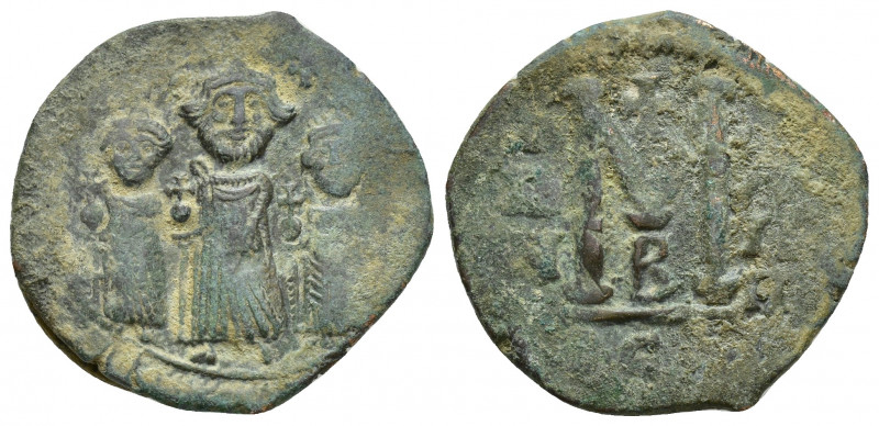 Heraclius. 610-641. Æ Follis (24mm, 5.3 g). Thessalonica mint, Year 14 = 623/624...