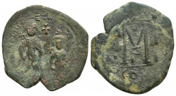 Heraclius. 610-641. Æ Follis (30mm, 12.7 g). Constantinople, year 3=612-613. dd NN hERACLIUS ET hERA CONST PP A, Heraclius, bearded on left, and Herac...