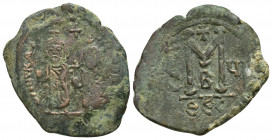 HERACLIUS, with HERACLIUS CONSTANTINE (610-641AD). AE, Follis. (30mm, 10.6 g) Thessalonica. Obv: dN hERAC[LIYS P P AVC]. Heraclius and Heraclius Const...