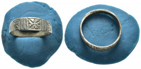 Silver Cross Bezel Ring (15mm, 2g ) SOLD AS SEEN, NO RETURN!