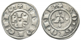 BOLOGNA
Repubblica, monetazione a nome di Enrico VI Imperatore, 1191-1336.
Bolognino Grosso.
Ag gr. 1,38
Dr. ENRICIIS. Le lettere P R T disposte a...
