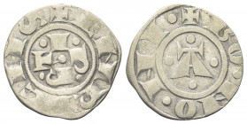 BOLOGNA
Repubblica, monetazione a nome di Enrico VI Imperatore, 1191-1336.
Bolognino grosso.
Ag gr. 1,16
Dr. ENRICIIS. Le lettere I P R T disposte...