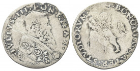 BOLOGNA
Giulio III (Giovanni Maria Ciocchi), 1550-1555.
Bianco.
Ag gr. 4,72
Dr. IVLIVS III PONT MAX. Busto a d., con piviale decorato.
Rv. BONONI...