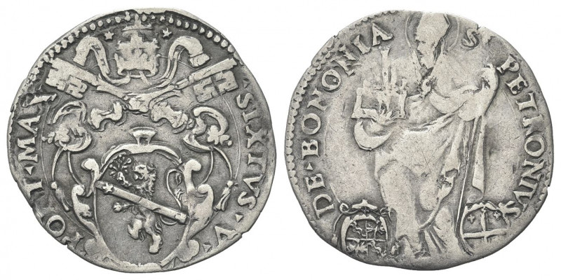 BOLOGNA
Sisto V (Felice Peretti), 1585-1590.
Giulio.
Ag gr. 3,01
Dr. SIXTVS ...