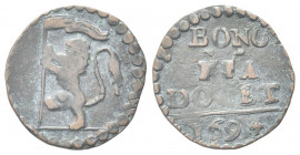 BOLOGNA
Innocenzo XII (Antonio Pignatelli), 1691-1700.
Quattrino 1694.
Æ gr. 2,30
Dr. Leone vessillifero rampante verso s.
Rv. BONO / NIA / DOCET...