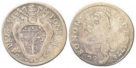 BOLOGNA
Pio VI (Giannangelo Braschi), 1775-1799.
Lira 1778 da 20 Bolognini.
Ag gr. 5,01
Dr. PIVS VI - PONT M. Stemma sormontato da triregno e chia...