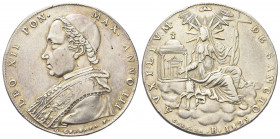 BOLOGNA
Leone XII (Annibale Sermattei della Genga), 1823-1829.
Scudo 1825 a. III.
Ag gr. 26,03
Dr. LEO XII PON • - MAX • ANNO III. Busto a s., con...