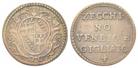BOLOGNA
XVI-XVII secolo.
Peso monetale dello Zecchino Veneto e Fiorentino.
Æ gr. 3,43
Dr. Stemma di Bologna quadripartito tra due rami di alloro....