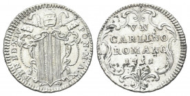 ROMA
Benedetto XIV (Prospero Lorenzo Lambertini), 1740-1758.
Carlino 1751 a.XI.(uno della data su zero)
Mi gr. 2,88 
Dr. BENED XIV - PON M A XI. S...