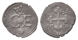 SAVOIA ANTICHI
Carlo Emanuele I, 1580-1630.
Quarto di Soldo, II Tipo, Gex.
Mi gr. 0,77
Dr. (rosetta) C (rosetta) E (rosetta); sopra, corona; sotto...