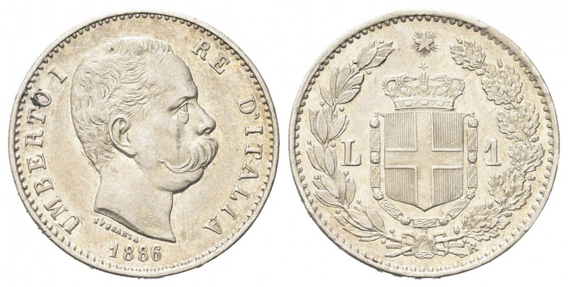 REGNO D’ITALIA
Umberto I, 1878-1900.
Lira 1886 Roma.
Ag
Dr. Testa del sovran...