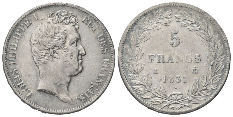 FRANCIA
Luigi Filippo I, 1830-1848.
5 Franchi 1831 A, zecca di Parigi.
Ag gr....