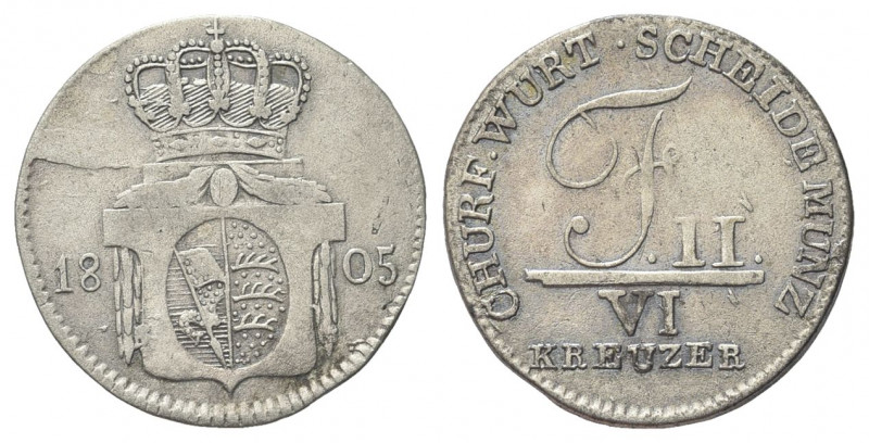 GERMANIA
Elettorato di Württemberg. Federico II, 1803-1806.
6 Kreuzer 1805.
A...