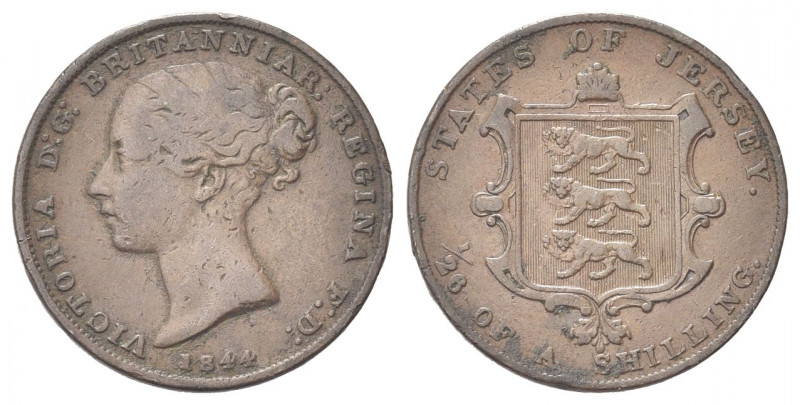 JERSEY
Regina Vittoria, 1837-1901.
1/26 di Shilling 1844.
Æ gr. 8,32
Dr. Tes...