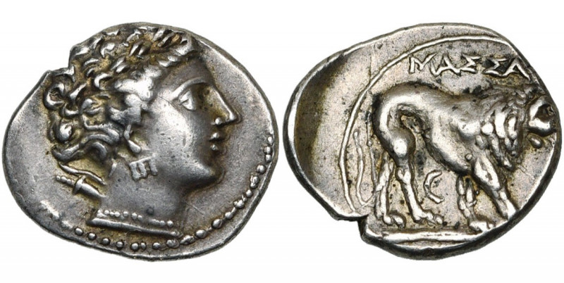 GAULE TRANSALPINE, Massalia, AR drachme, 215-200 av. J.-C. D/ T. d''Artémis à d....