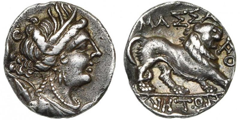 GAULE TRANSALPINE, Massalia, AR drachme, 150-125 av. J.-C. D/ B. diad., dr. d''A...
