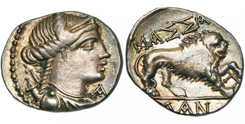 GAULE TRANSALPINE, Massalia, AR drachme, 100-49 av. J.-C. D/ B. diad., dr. d''Ar...