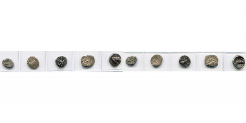 GAULE NARBONNAISE, Allobroges, lot de 5 drachmes: à l''hippocampe à g. (2, flan ...
