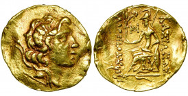 THRACE, BYZANTION, AV statère, 205-195 av. J.-C. Au nom de Lysimaque. D/ T. diad. d''Alexandre le Grand à d., portant la corne d''Amon. R/ ΒΑΣΙΛΕΩΣ∕ Λ...