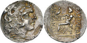 THRACE, ODESSOS, AR tétradrachme, 125-70 av. J.-C. Au nom d''Alexandre III. D/ T. d''Héraclès à d., coiffé de la dépouille de lion. R/ Zeus aétophore ...