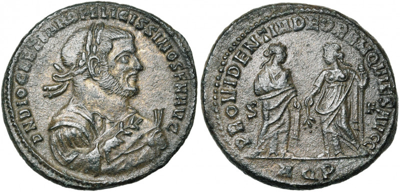 DIOCLETIEN, Senior Augustus (305-310), AE follis, 305-306, Aquilée. D/ D N DIOCL...