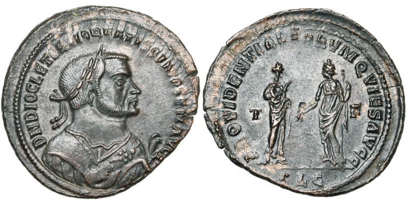 DIOCLETIEN, Senior Augustus (305-310), AE follis, 305-307, Lyon. D/ DN DIOCLETIA...