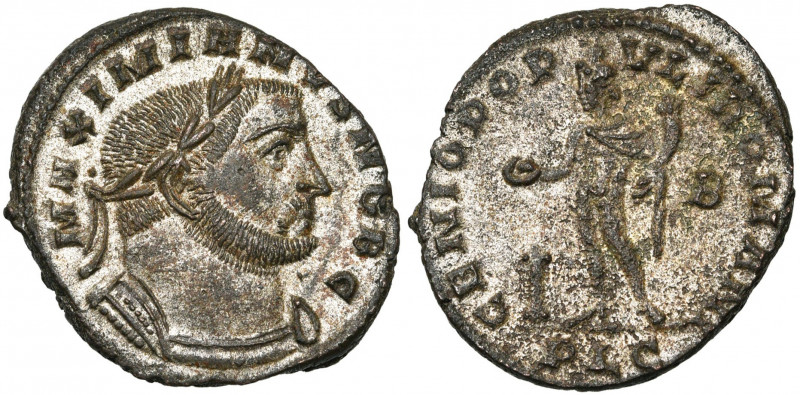 MAXIMIEN GALERE César (293-305), AE follis, 301-303, Lyon. D/ MAXIMIANVS NOB C B...