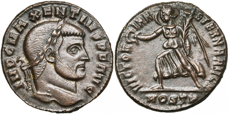 MAXENCE Auguste (306-312), AE follis, 309-312, Ostie. D/ IMP C MAXENTIVS PF AVG ...