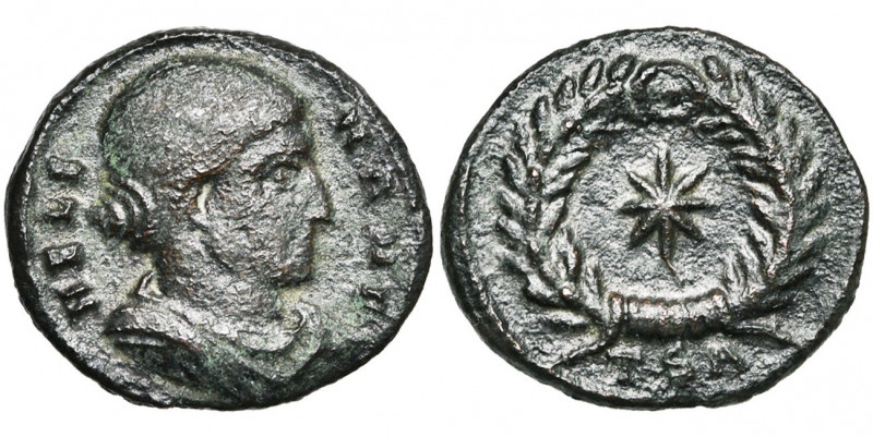 HELENA, mère de Constantin Ier, AE follis, 318-319, Thessalonique. D/ HELE-NA N ...