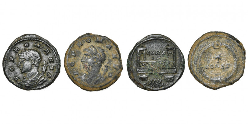 POPULUS ROMANUS, AE follis, 330, Constantinople. D/ POP ROMANVS B. l., dr. du Po...