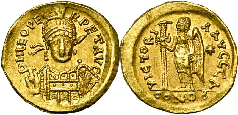 LEON Ier (457-474), AV solidus, 457-473, Constantinople. Off. A. D/ DN LEO PE-RP...