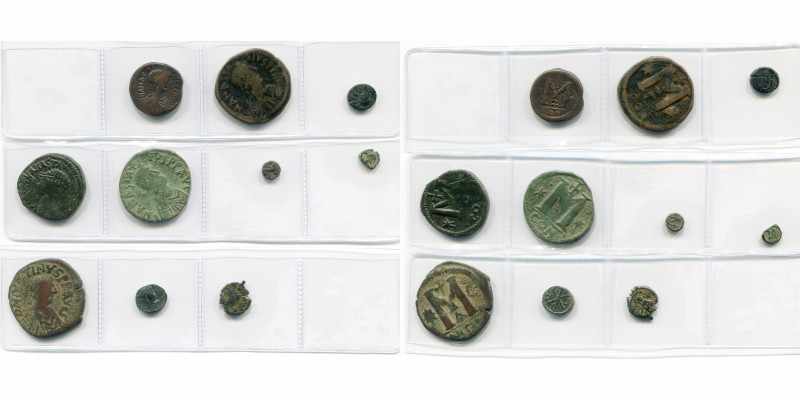 lot de 10 bronzes, dont: Anastase Ier, follis, Constantinople (petit module et g...