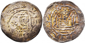 ALLEMAGNE, QUEDLINBURG, Abbaye, Gerburg von Kappenberg (1126-1137), avec Lothaire III (1125-1137), AR Dünnpfennig. D/ B. de l''abbesse de f., ten. une...